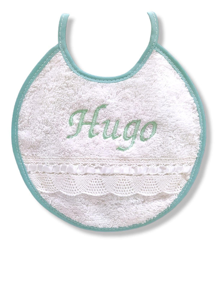 Babero Pasacintas Personalizado encaje Blanco