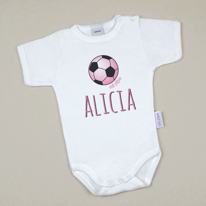 Babidu Body Personalizado Nombre + Balón Futbol Rosa