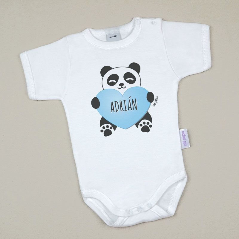 Babidu Body Personalizado Nombre + Oso Panda Corazón