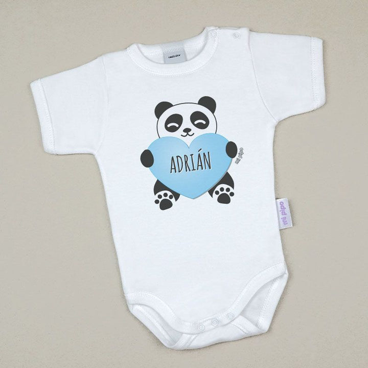 Babidu Body Personalizado Nombre + Oso Panda Corazón