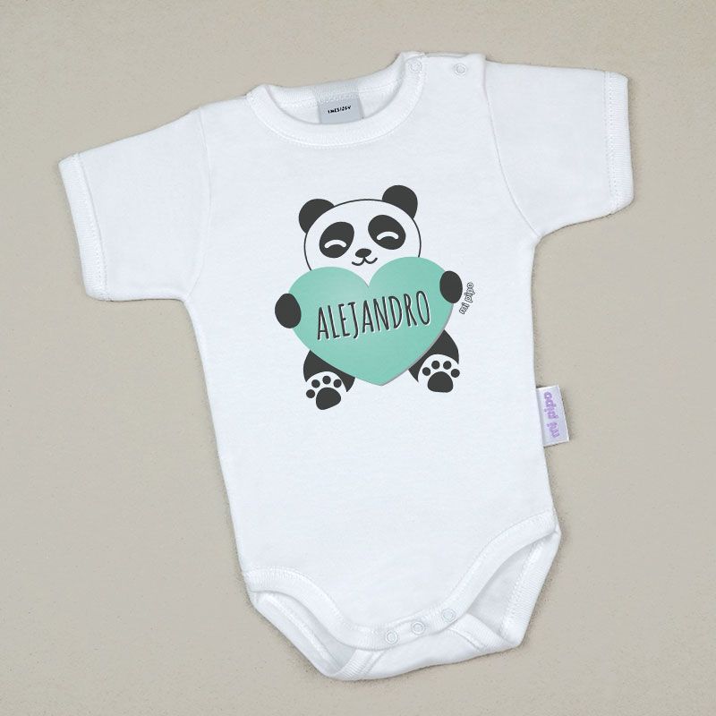 Babidu Body Personalizado Nombre + Oso Panda Corazón