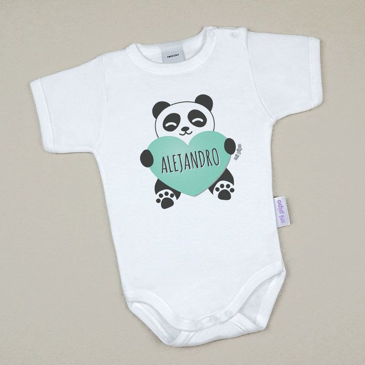 Babidu Body Personalizado Nombre + Oso Panda Corazón