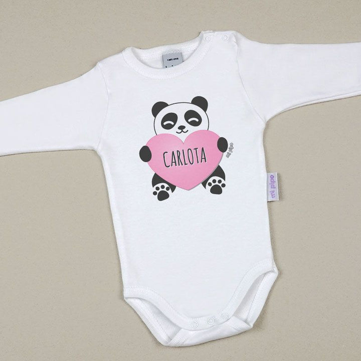 Babidu Body Personalizado Nombre + Oso Panda Corazón