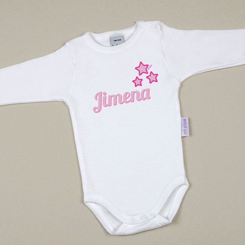 Babidu Body Personalizado Nombre + Estrellas Rosa - Mikeko