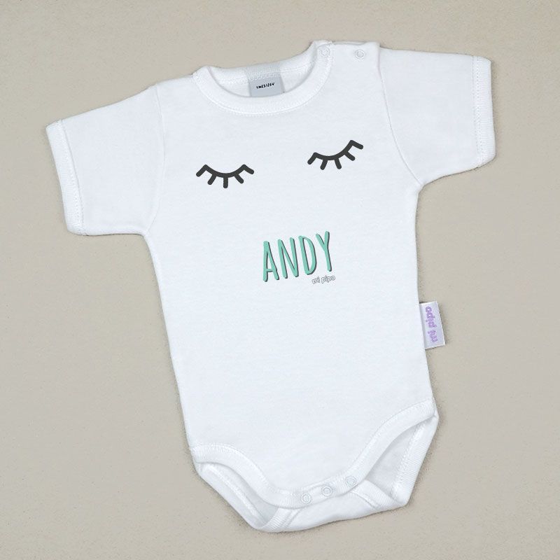 Babidu Body Personalizado Nombre + Pestañas Menta - Mikeko