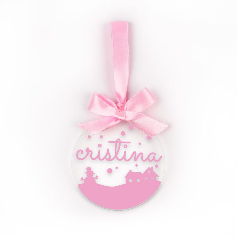 Bola Rosa Navidad METACRILATO Personalizada, elige diseño - Mikeko