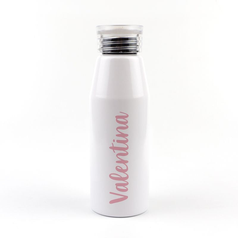 Botella Aluminio personalizada Caligrafía Rosa