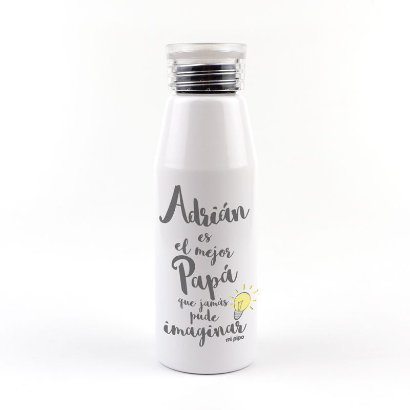 Botella Aluminio personalizada (Nombre) eres el mejor Papá que jamás pude imaginar - Mikeko