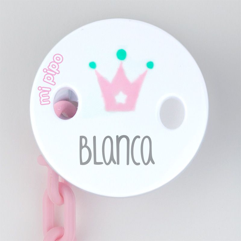 Broche Pinza Deco Corona Rosa Personalizado - Mikeko