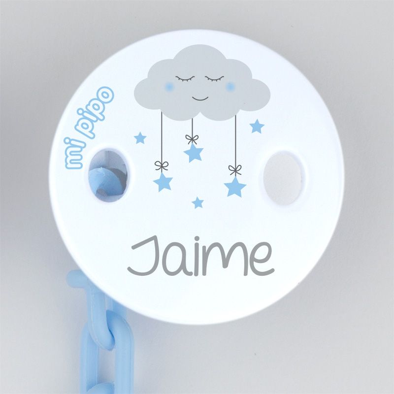 Broche Pinza Deco Nube Azul Personalizado - Mikeko