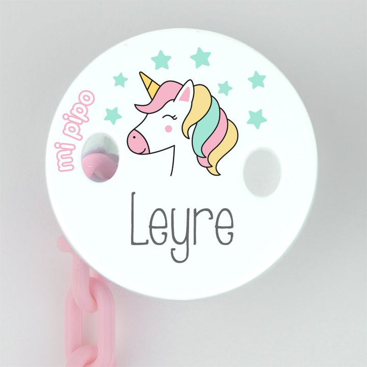 Broche Pinza Deco Unicornio Rosa Personalizado - Mikeko