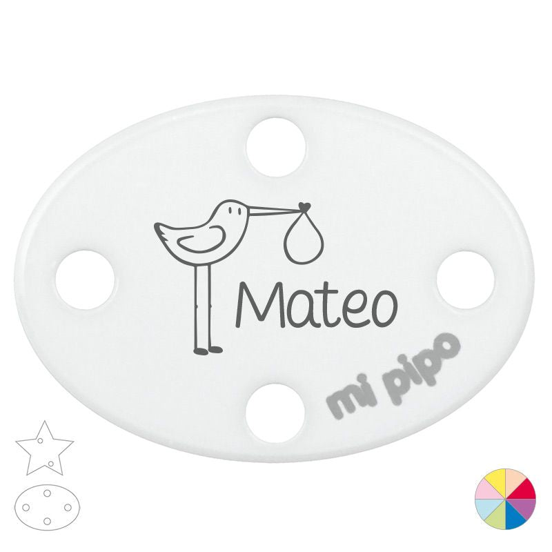 Broche Pinza Nombre + cigüeña - Mikeko