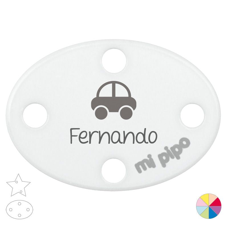 Broche Pinza Nombre + Coche - Mikeko