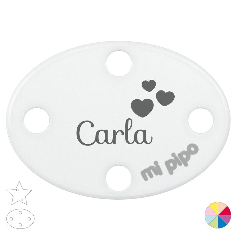 Broche Pinza Nombre + corazones - Mikeko