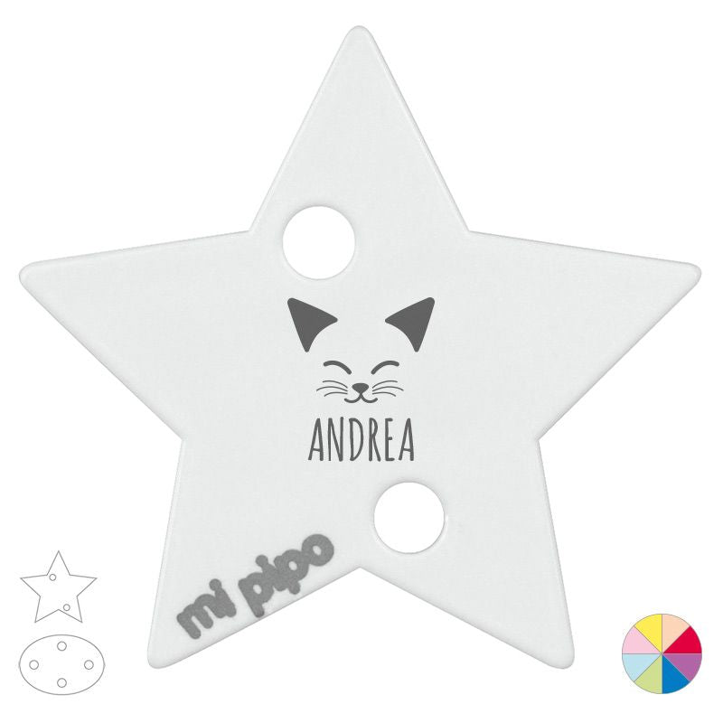 Broche Pinza Nombre + Gatito - Mikeko