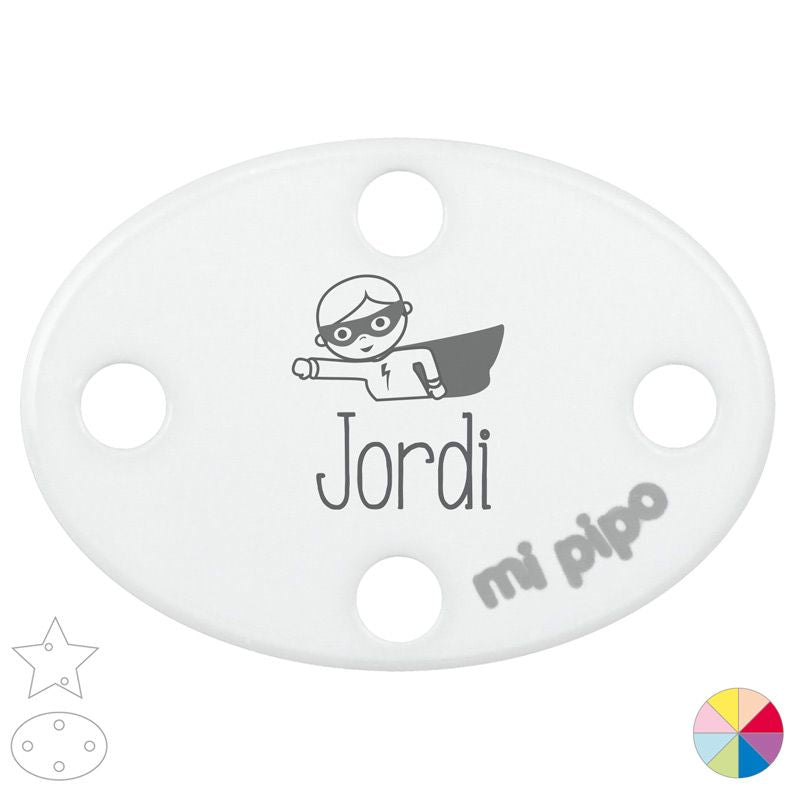 Broche Pinza Nombre + Superhéroe - Mikeko