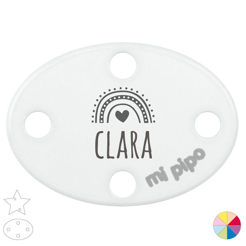 Broche Pinza Personalizado Nombre + Arcoíris - Mikeko