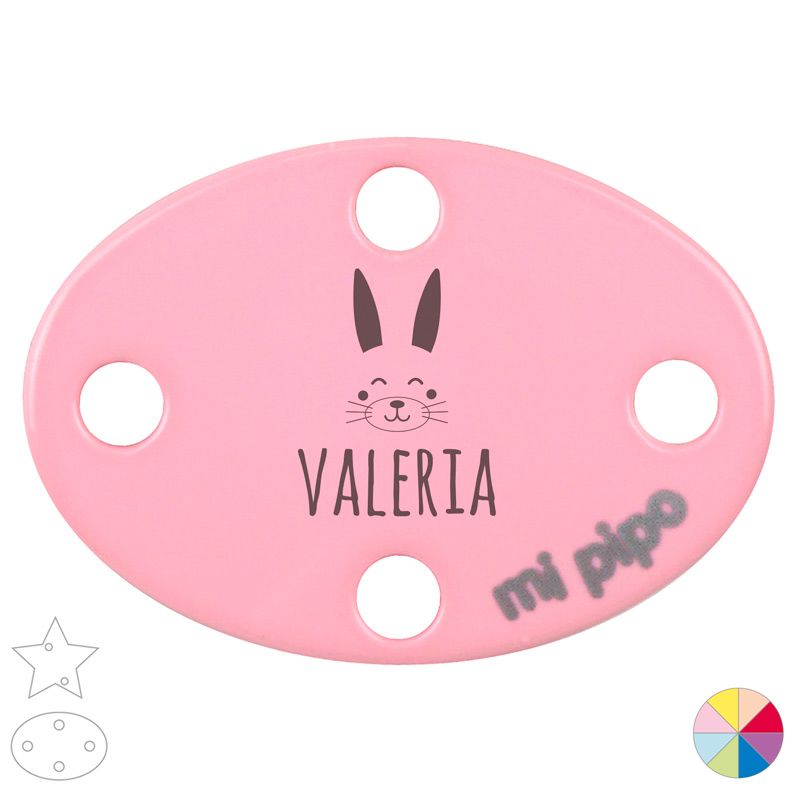 Broche Pinza Personalizado Nombre + Conejito - Mikeko