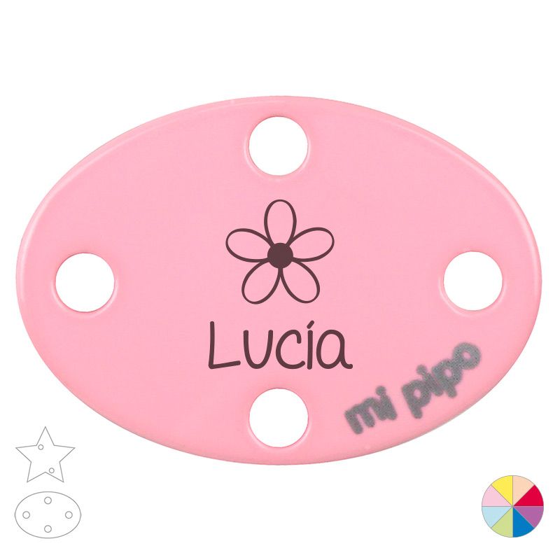 Broche Pinza Personalizado Nombre + Flor - Mikeko