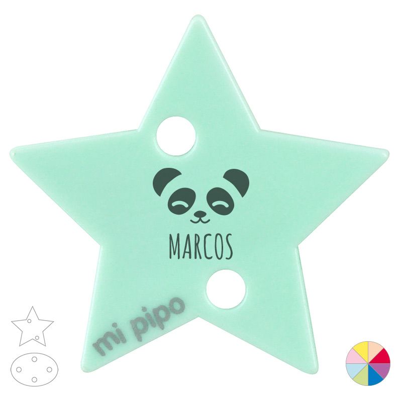 Broche Pinza Personalizado Nombre + Oso Panda - Mikeko