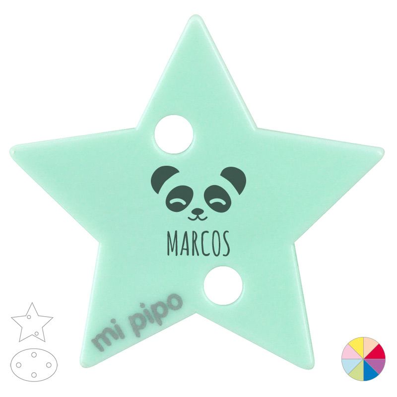 Broche Pinza Personalizado Nombre + Oso Panda - Mikeko