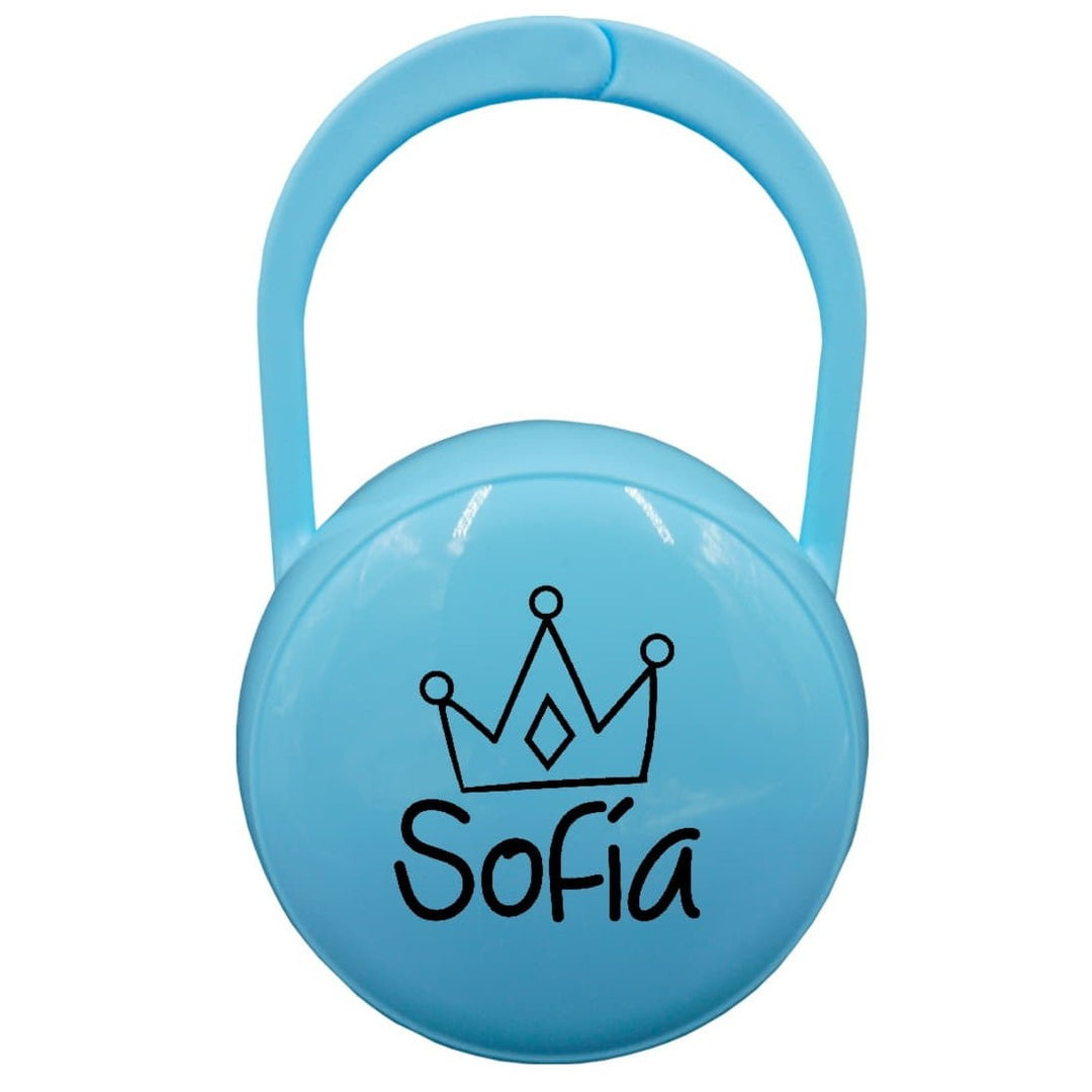 Caja PortaChupetes Dibujo Corona con Nombre Personalizado - Mikeko