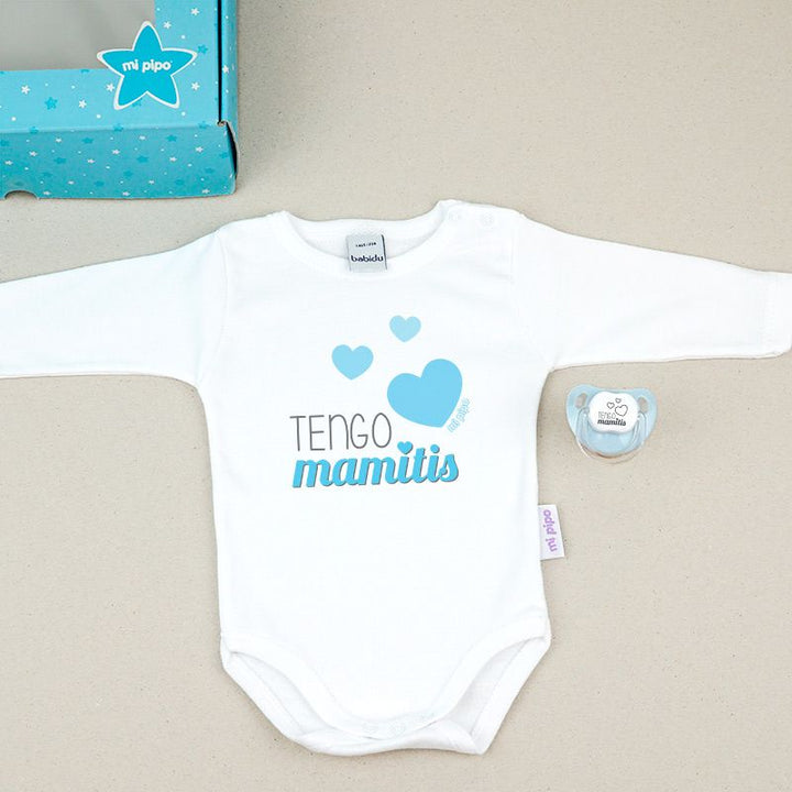 Cajita Divertida Body + Chupete Tengo Mamitis Menta, Azul o Rosa