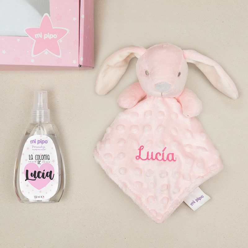 Cajita Dou dou Conejito Rosa y Colonia Personalizada
