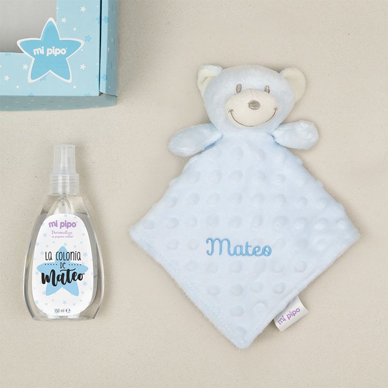 Cajita Dou dou Osito Azul y Colonia Personalizada - Mikeko