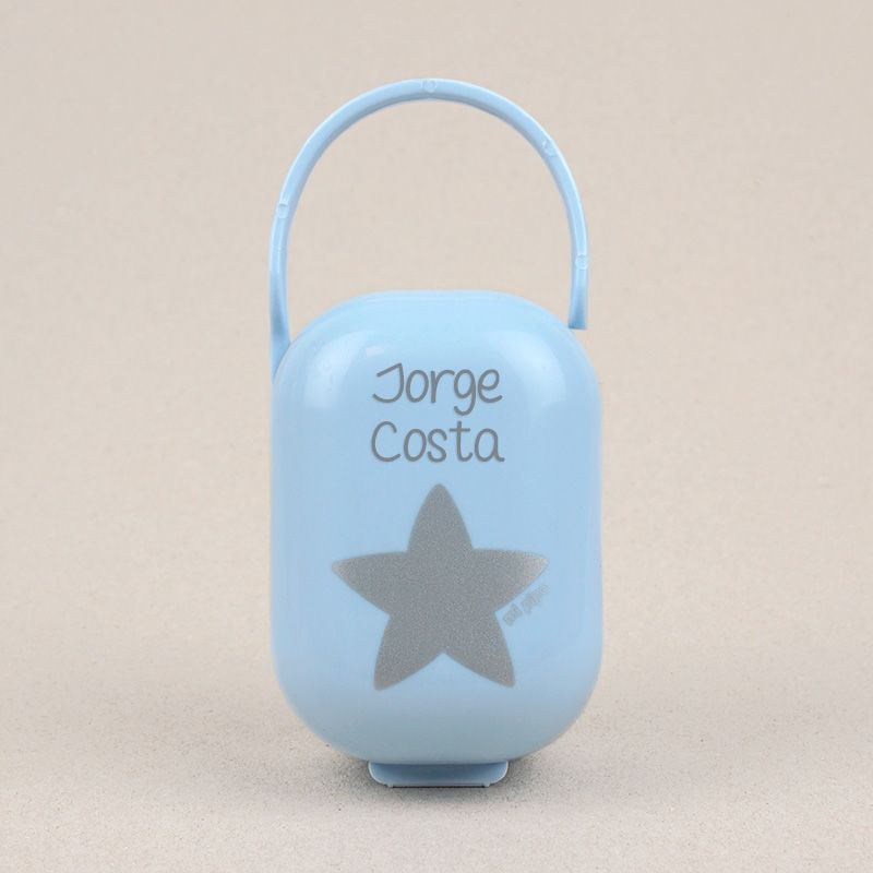 Cajita Portachupetes Azul-Estrella Plata Personalizada - Mikeko