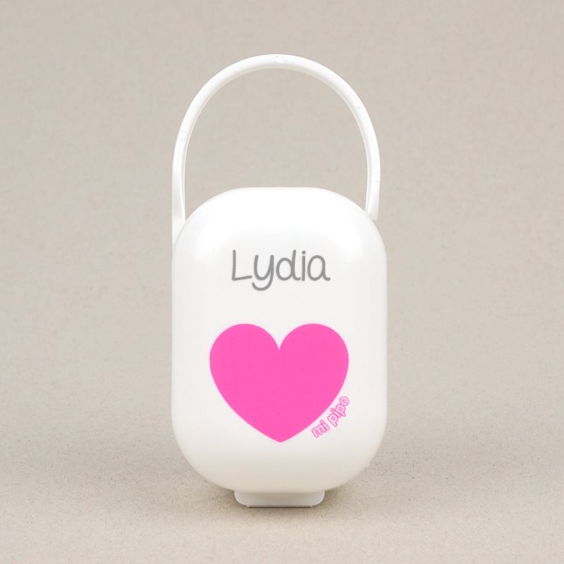 Cajita Portachupetes Corazón Fucsia Personalizada