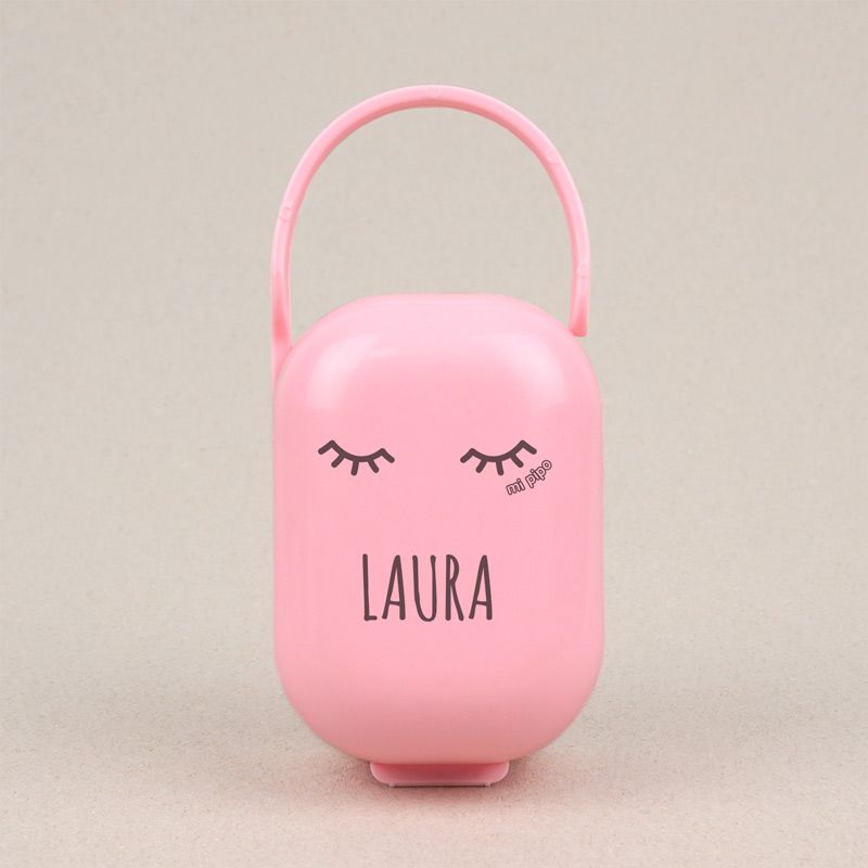 Cajita Portachupetes Personalizada Nombre + Pestañas