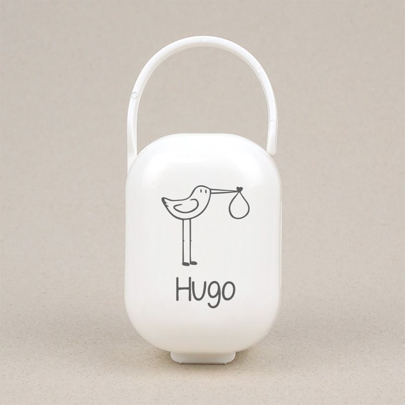 Cajita Portachupetes Personalizada Nombre + Cigüeña - Mikeko