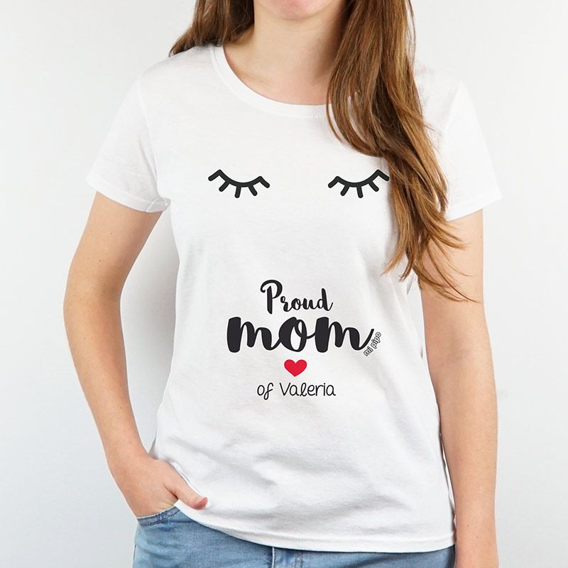 Camiseta o Sudadera Personalizada Mamá Pestañas Proud mom of Nombre niño/a - Mikeko