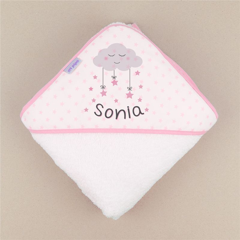 Capa de baño Nube Rosa Personalizada - Mikeko