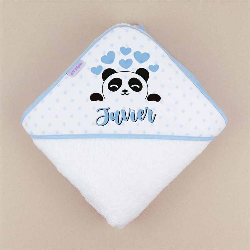 Capa de baño Panda Azul Personalizada - Mikeko