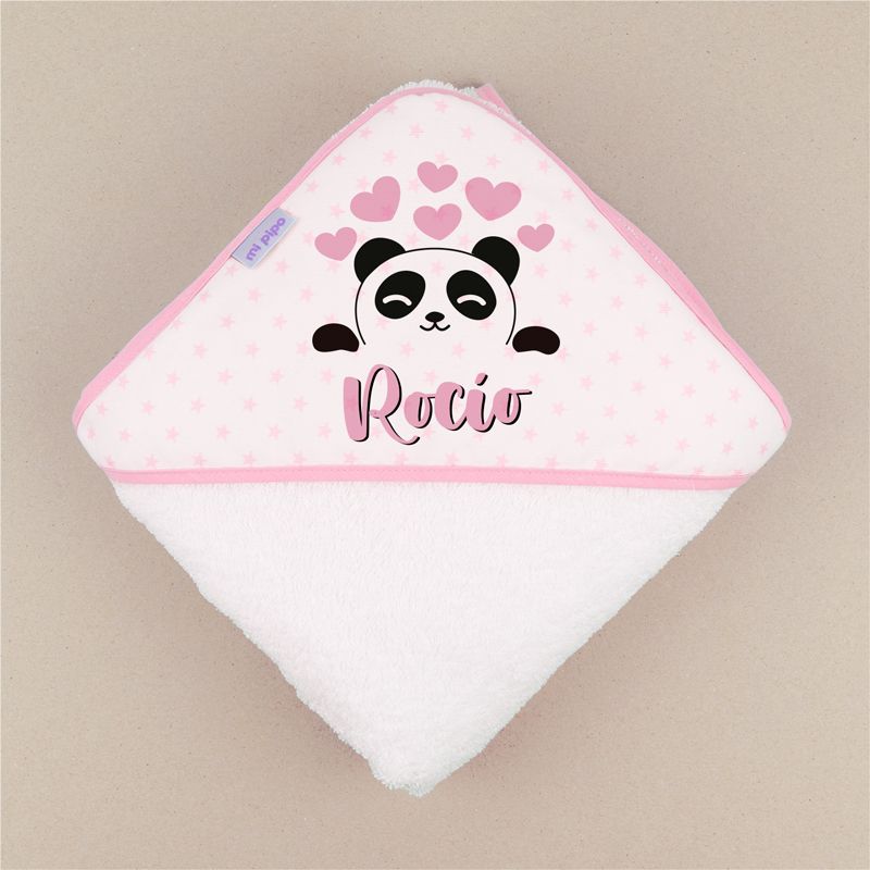 Capa de baño Panda Rosa Personalizada - Mikeko