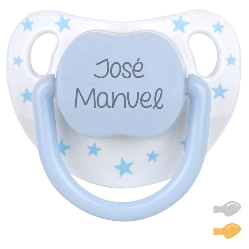 Chupete Baby Chic Blanco Azul Personalizado - Mikeko