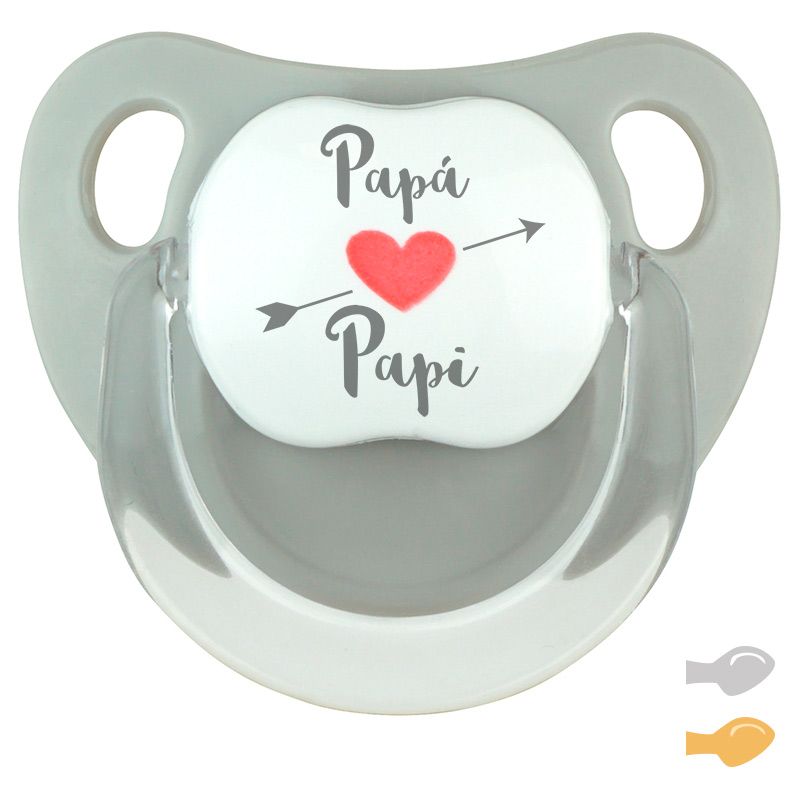 Chupete Baby Deco Gris Papá corazón flecha Papi - Mikeko