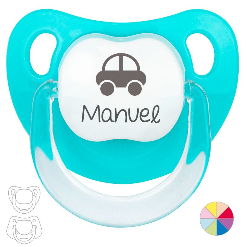 Chupete Personalizado Nombre + Coche - Mikeko