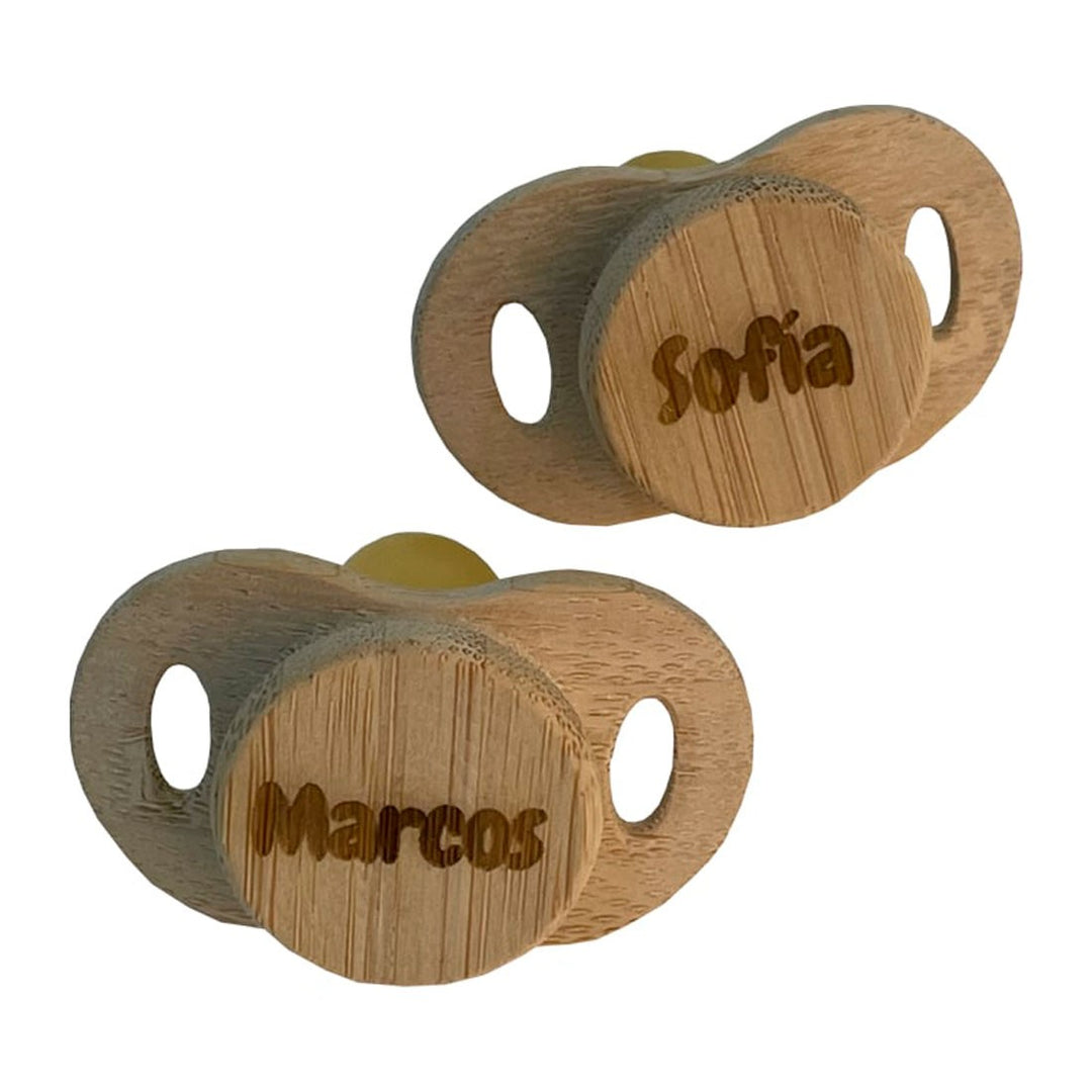 Chupete "ECO" Bambú con Nombre Personalizado - Mikeko