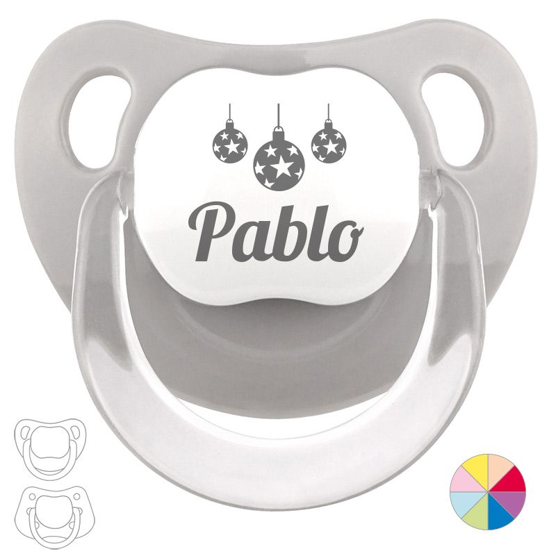 Chupete Navideño Personalizado Nombre + bolas Navidad - Mikeko