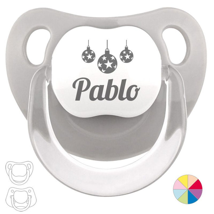 Chupete Navideño Personalizado Nombre + bolas Navidad