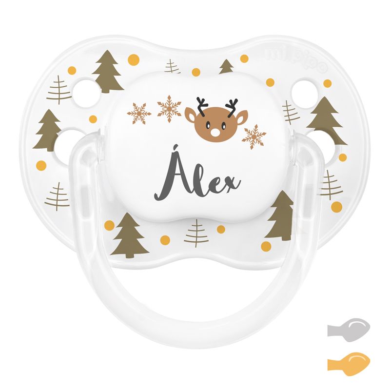 Chupete New Classic Deco Navidad Blanco Árboles Dorado, Personalizado - Mikeko
