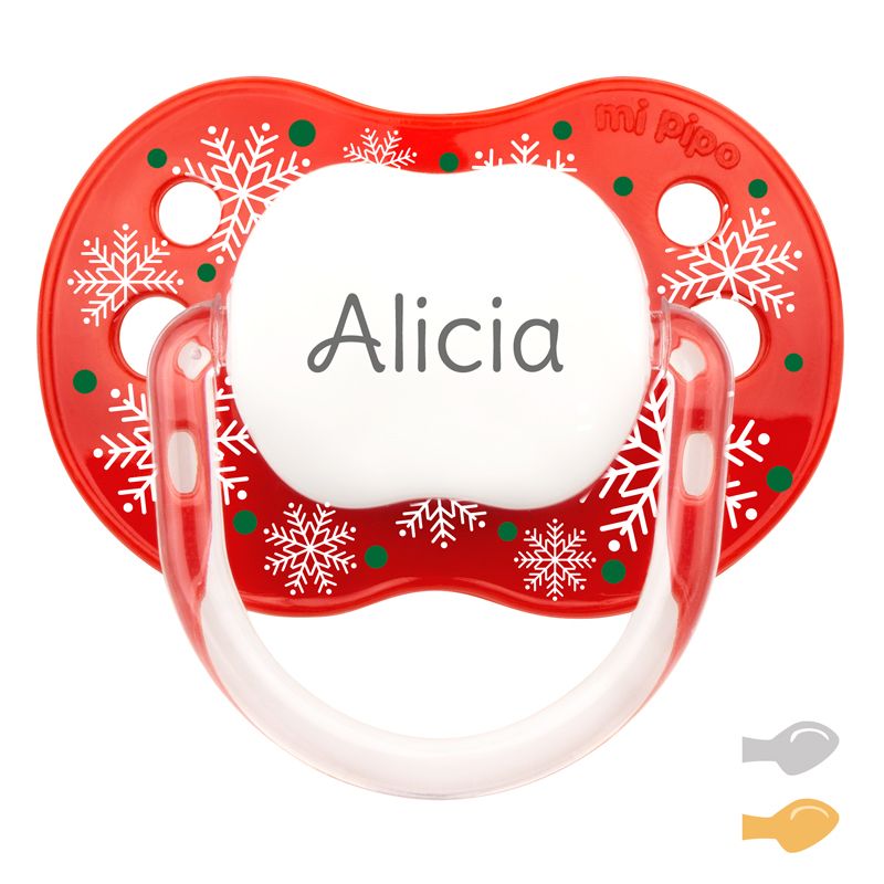 Chupete New Classic Deco Navidad Rojo Copos, Personalizado