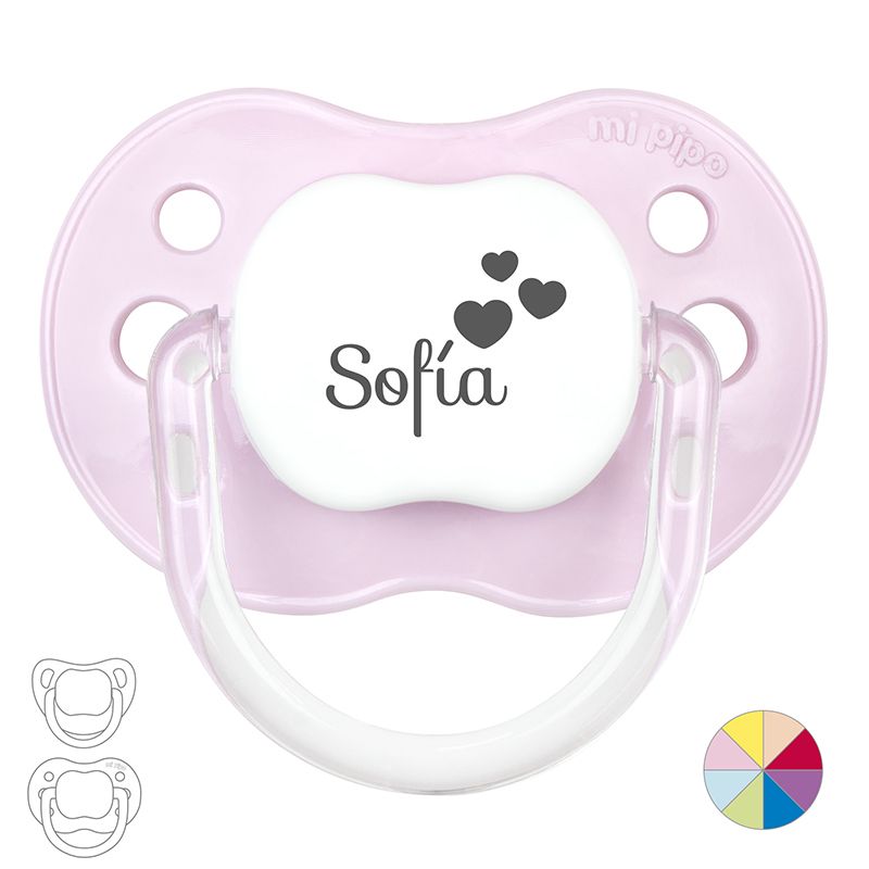 Chupete Personalizado Nombre + Corazones - Mikeko
