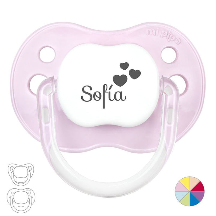 Chupete Personalizado Nombre + Corazones