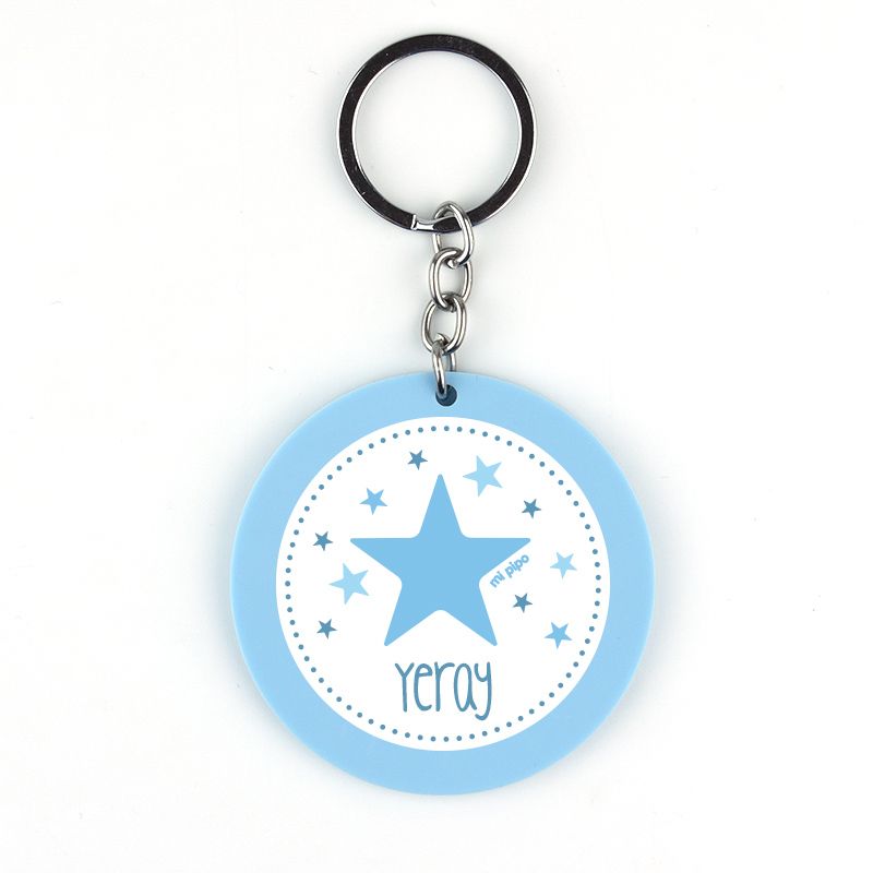 Llavero Metacrilato Redondo Estrella Azul Personalizado - Mikeko