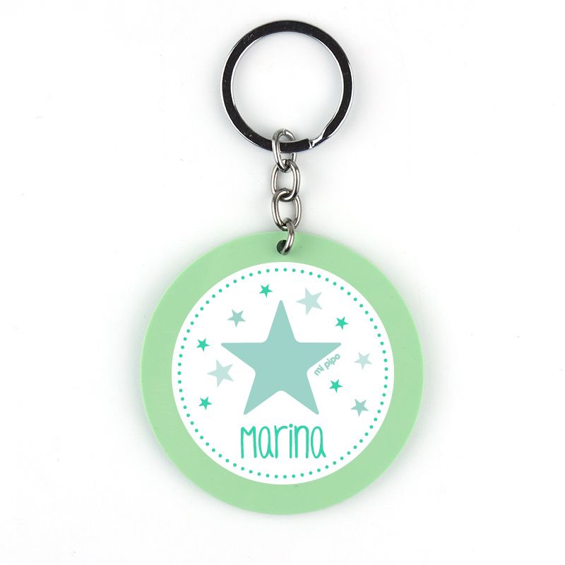 Llavero Metacrilato Redondo Estrella Menta Personalizado - Mikeko