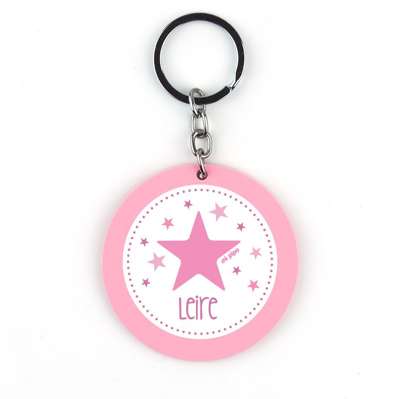 Llavero Metacrilato Redondo Estrella Rosa Personalizado - Mikeko